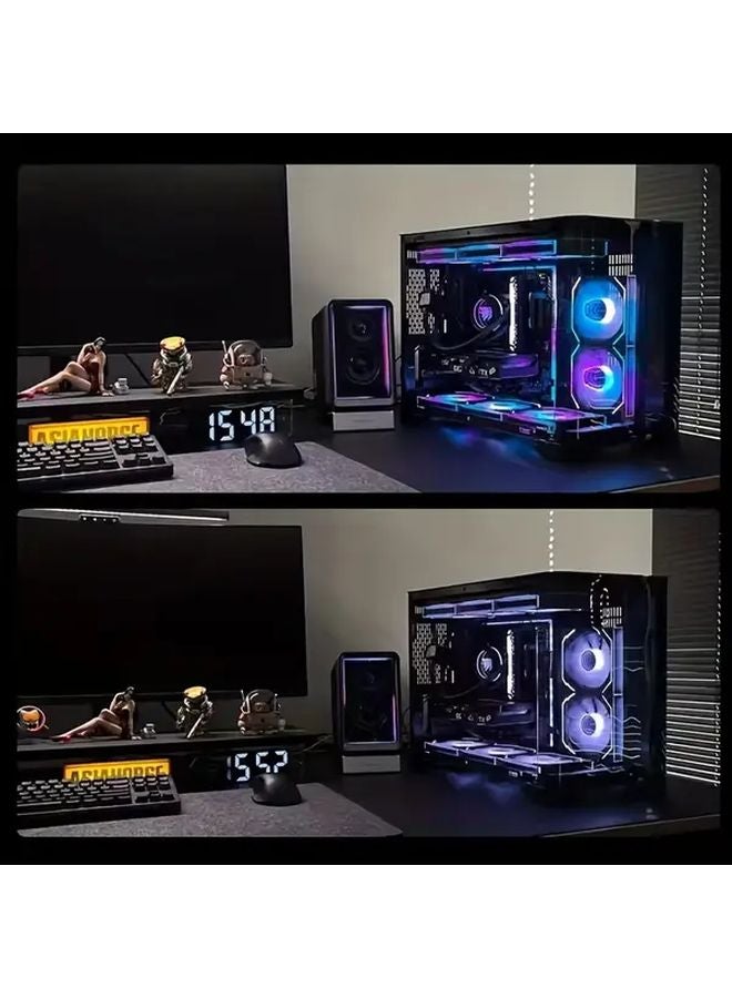 مروحة ثلاثية الكتلة متزامنة مع إضاءة النيون RGB باللون الأبيض العكسي ARGB مع التحكم الذكي في درجة حرارة تبريد المعالج - Image 3